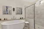 Luxurious Soaking Tub and Walk-in Shower in the Master Bathroom